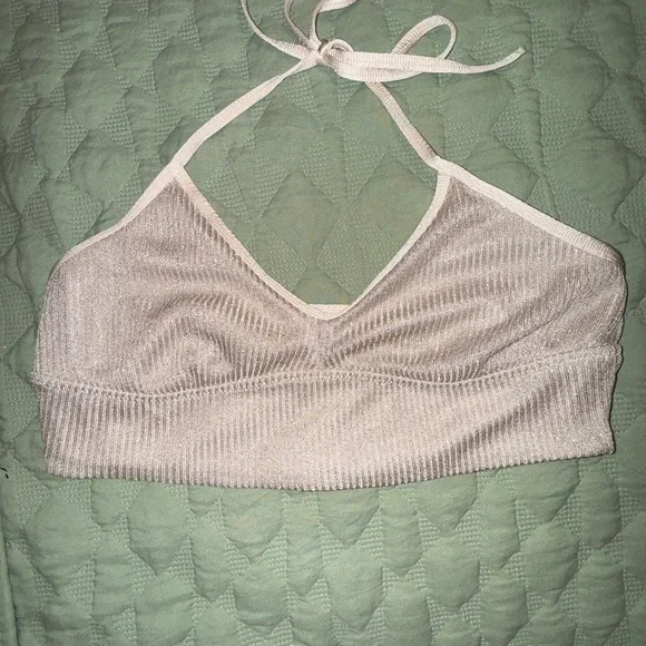 Aerie Cream Ribbed Bandeau with Stretchy Comfort - Picture 3 of 8